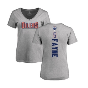 NHL Women Adidas Edmonton Oilers #5 Mark Fayne Ash Backer T-Shirt
