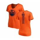 NHL Women Adidas Edmonton Oilers #60 Olivier Rodrigue Orange One Color Backer Slim Fit V-Neck T-Shirt