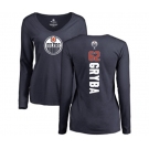NHL Women Adidas Edmonton Oilers #62 Eric Gryba Navy Blue Backer Slim Fit Long Sleeve T-Shirt