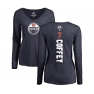 NHL Women Adidas Edmonton Oilers #7 Paul Coffey Navy Blue Backer Slim Fit Long Sleeve T-Shirt