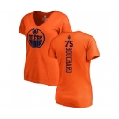 NHL Women Adidas Edmonton Oilers #75 Evan Bouchard Orange One Color Backer Slim Fit V-Neck T-Shirt