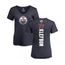 NHL Women Adidas Edmonton Oilers #77 Oscar Klefbom Navy Blue Backer Slim Fit V-Neck T-Shirt