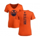 NHL Women Adidas Edmonton Oilers #77 Oscar Klefbom Orange One Color Backer Slim Fit V-Neck T-Shirt