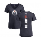 NHL Women Adidas Edmonton Oilers #81 Yohann Auvitu Navy Blue Backer Slim Fit V-Neck T-Shirt