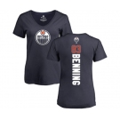 NHL Women Adidas Edmonton Oilers #83 Matt Benning Navy Blue Backer Slim Fit V-Neck T-Shirt