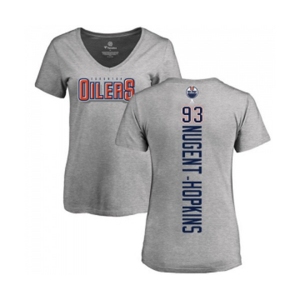 NHL Women Adidas Edmonton Oilers #93 Ryan Nugent-Hopkins Ash Backer T-Shirt