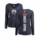 NHL Women Adidas Edmonton Oilers #93 Ryan Nugent-Hopkins Navy Blue Backer Slim Fit Long Sleeve T-Shirt