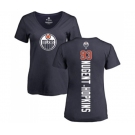 NHL Women Adidas Edmonton Oilers #93 Ryan Nugent-Hopkins Navy Blue Backer Slim Fit V-Neck T-Shirt