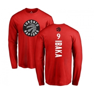 NBA Nike Toronto Raptors #9 Serge Ibaka Red Backer Long Sleeve T-Shirt