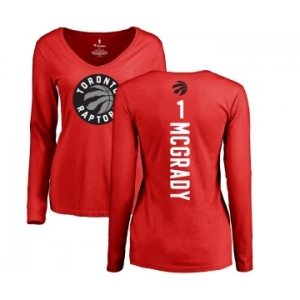 NBA Women's Nike Toronto Raptors #1 Tracy Mcgrady Red Backer Long Sleeve T-Shirt