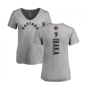 NBA Women's Nike Toronto Raptors #9 Serge Ibaka Ash Backer T-Shirt