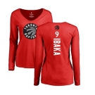 NBA Women's Nike Toronto Raptors #9 Serge Ibaka Red Backer Long Sleeve T-Shirt