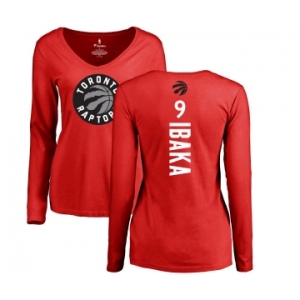 NBA Women's Nike Toronto Raptors #9 Serge Ibaka Red Backer Long Sleeve T-Shirt