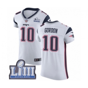 Men's Nike New England Patriots #10 Josh Gordon White Vapor Untouchable Elite Player Super Bowl LIII Bound NFL Jersey