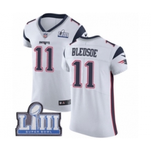 Men's Nike New England Patriots #11 Drew Bledsoe White Vapor Untouchable Elite Player Super Bowl LIII Bound NFL Jersey