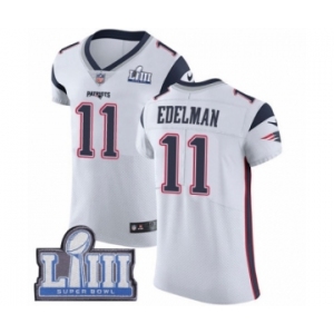 Men's Nike New England Patriots #11 Julian Edelman White Vapor Untouchable Elite Player Super Bowl LIII Bound NFL Jersey