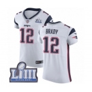 Men's Nike New England Patriots #12 Tom Brady White Vapor Untouchable Elite Player Super Bowl LIII Bound NFL Jersey