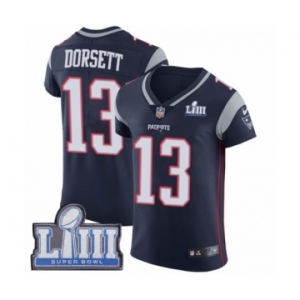 Men's Nike New England Patriots #13 Phillip Dorsett Navy Blue Team Color Vapor Untouchable Elite Player Super Bowl LIII Bound NFL Jersey