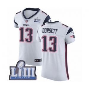 Men's Nike New England Patriots #13 Phillip Dorsett White Vapor Untouchable Elite Player Super Bowl LIII Bound NFL Jersey