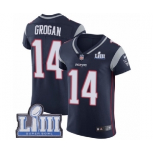 Men's Nike New England Patriots #14 Steve Grogan Navy Blue Team Color Vapor Untouchable Elite Player Super Bowl LIII Bound NFL Jersey