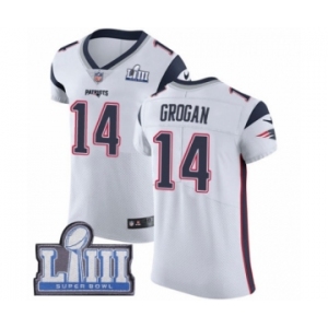 Men's Nike New England Patriots #14 Steve Grogan White Vapor Untouchable Elite Player Super Bowl LIII Bound NFL Jersey