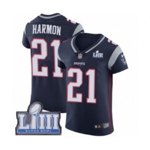 Men's Nike New England Patriots #21 Duron Harmon Navy Blue Team Color Vapor Untouchable Elite Player Super Bowl LIII Bound NFL Jersey