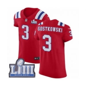 Men's Nike New England Patriots #3 Stephen Gostkowski Red Alternate Vapor Untouchable Elite Player Super Bowl LIII Bound NFL Jersey