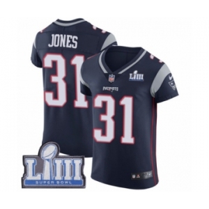 Men's Nike New England Patriots #31 Jonathan Jones Navy Blue Team Color Vapor Untouchable Elite Player Super Bowl LIII Bound NFL Jersey