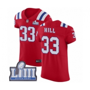 Men's Nike New England Patriots #33 Jeremy Hill Red Alternate Vapor Untouchable Elite Player Super Bowl LIII Bound NFL Jersey