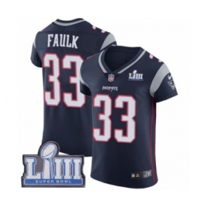 Men's Nike New England Patriots #33 Kevin Faulk Navy Blue Team Color Vapor Untouchable Elite Player Super Bowl LIII Bound NFL Jersey