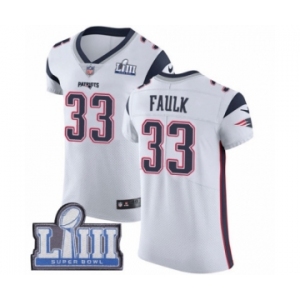 Men's Nike New England Patriots #33 Kevin Faulk White Vapor Untouchable Elite Player Super Bowl LIII Bound NFL Jersey