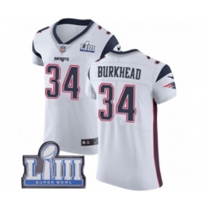 Men's Nike New England Patriots #34 Rex Burkhead White Vapor Untouchable Elite Player Super Bowl LIII Bound NFL Jersey