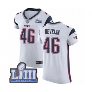 Men's Nike New England Patriots #46 James Develin White Vapor Untouchable Elite Player Super Bowl LIII Bound NFL Jersey