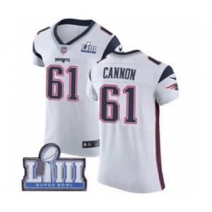 Men's Nike New England Patriots #61 Marcus Cannon White Vapor Untouchable Elite Player Super Bowl LIII Bound NFL Jersey