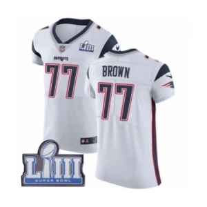 Men's Nike New England Patriots #77 Trent Brown White Vapor Untouchable Elite Player Super Bowl LIII Bound NFL Jersey