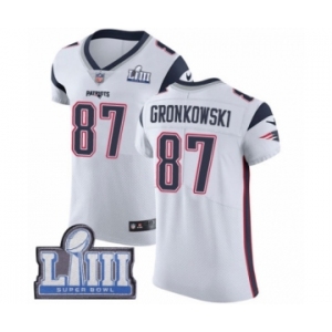 Men's Nike New England Patriots #87 Rob Gronkowski White Vapor Untouchable Elite Player Super Bowl LIII Bound NFL Jersey