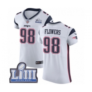 Men's Nike New England Patriots #98 Trey Flowers White Vapor Untouchable Elite Player Super Bowl LIII Bound NFL Jersey