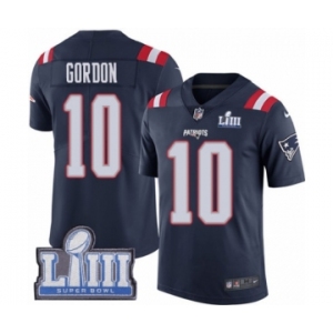 Men's Nike New England Patriots #10 Josh Gordon Limited Navy Blue Rush Vapor Untouchable Super Bowl LIII Bound NFL Jersey