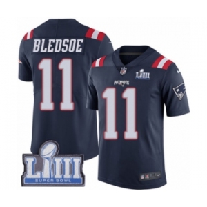 Men's Nike New England Patriots #11 Drew Bledsoe Limited Navy Blue Rush Vapor Untouchable Super Bowl LIII Bound NFL Jersey