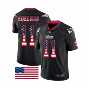 Men's Nike New England Patriots #11 Julian Edelman Limited Black Rush USA Flag NFL Jersey