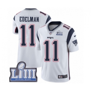 Men's Nike New England Patriots #11 Julian Edelman White Vapor Untouchable Limited Player Super Bowl LIII Bound NFL Jersey