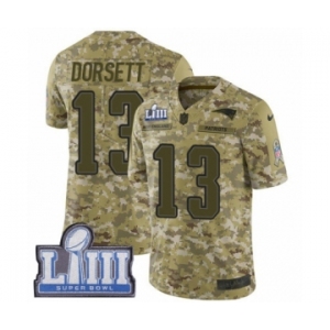 Men's Nike New England Patriots #13 Phillip Dorsett Limited Camo 2018 Salute to Service Super Bowl LIII Bound NFL Jersey