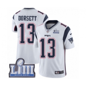 Men's Nike New England Patriots #13 Phillip Dorsett White Vapor Untouchable Limited Player Super Bowl LIII Bound NFL Jersey