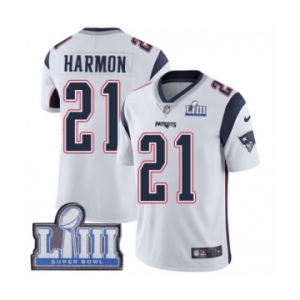 Men's Nike New England Patriots #21 Duron Harmon White Vapor Untouchable Limited Player Super Bowl LIII Bound NFL Jersey