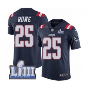 Men's Nike New England Patriots #25 Eric Rowe Limited Navy Blue Rush Vapor Untouchable Super Bowl LIII Bound NFL Jersey