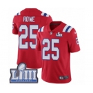 Men's Nike New England Patriots #25 Eric Rowe Red Alternate Vapor Untouchable Limited Player Super Bowl LIII Bound NFL Jersey