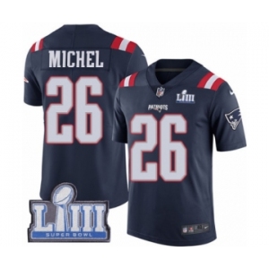 Men's Nike New England Patriots #26 Sony Michel Limited Navy Blue Rush Vapor Untouchable Super Bowl LIII Bound NFL Jersey