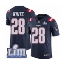 Men's Nike New England Patriots #28 James White Limited Navy Blue Rush Vapor Untouchable Super Bowl LIII Bound NFL Jersey