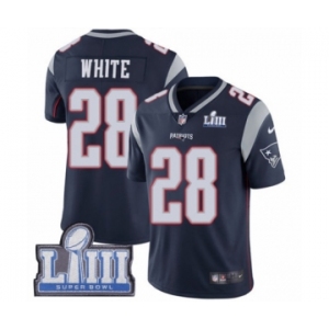 Men's Nike New England Patriots #28 James White Navy Blue Team Color Vapor Untouchable Limited Player Super Bowl LIII Bound NFL Jersey