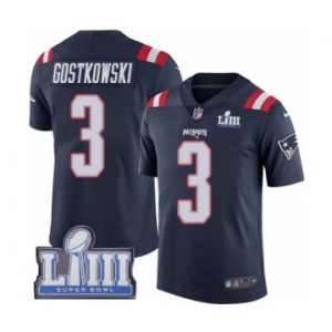 Men's Nike New England Patriots #3 Stephen Gostkowski Limited Navy Blue Rush Vapor Untouchable Super Bowl LIII Bound NFL Jersey